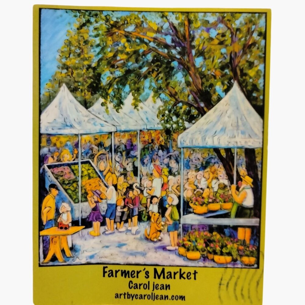 Farmers Market Carol Jean Art Postcard Vibrant Scene 2017 Postcard USA Stamp